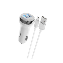 Разделитель автомобильный Hoco Z40 Superior dual port car charger с кабелем MicroUSB (2USB: 5V &amp; 2.4A) Белый