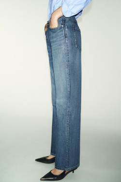 ZARA ДЖИНСЫ Z1975 REGULAR FIT LONG LENGTH С ВЫСОКОЙ ПОСАДКОЙ, ВЫЦВЕТШИЙ СИНИЙ