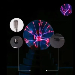 Ассорти товаров Плазменная лампа реагирующия на прикосновения "Магический шар с молниями", 8 см, черный