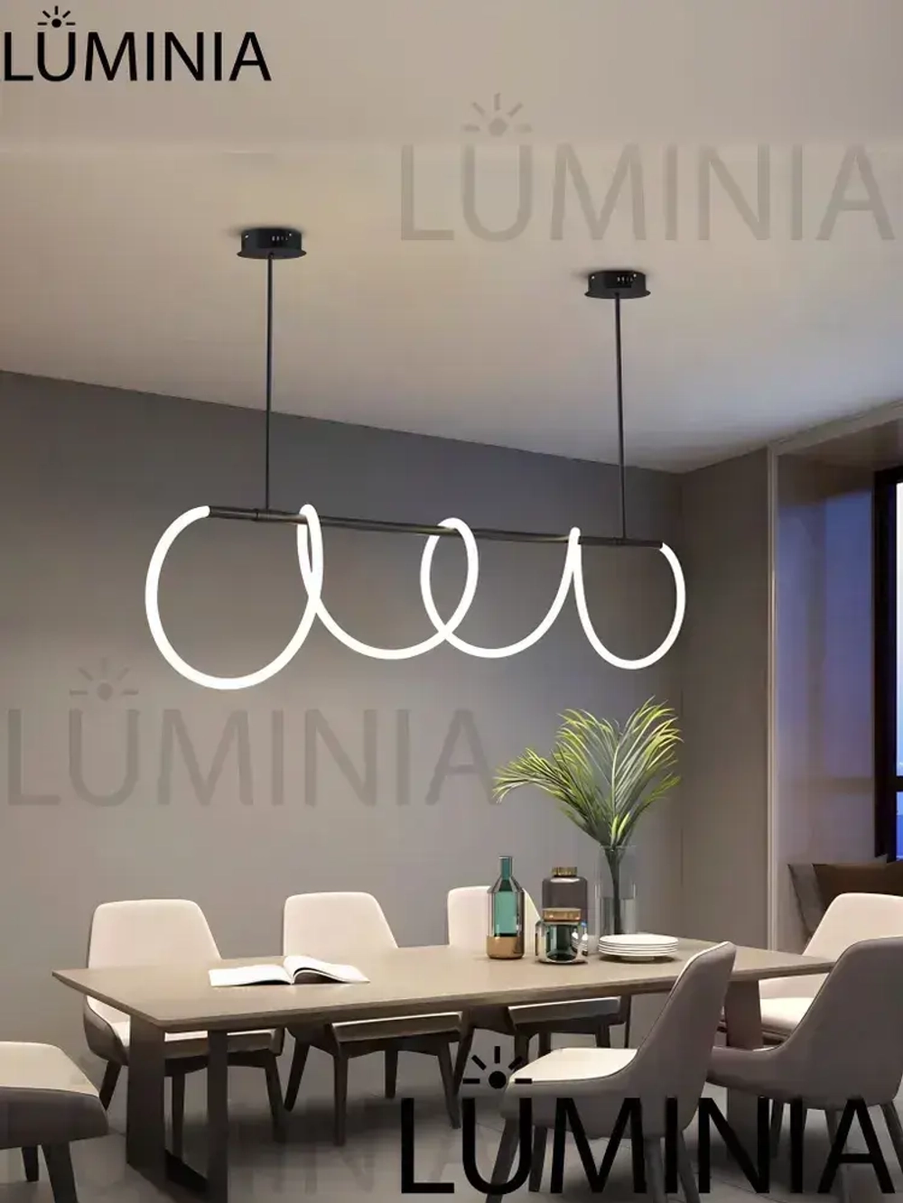 Люстра светодиодная подвесная с пультом на кухню, в гостиную, в зал, черная в стиле Лофт 1,2 метра