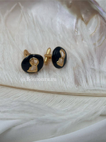 Запонки "Замочная скважина" черная эмаль Скиап. (пара)