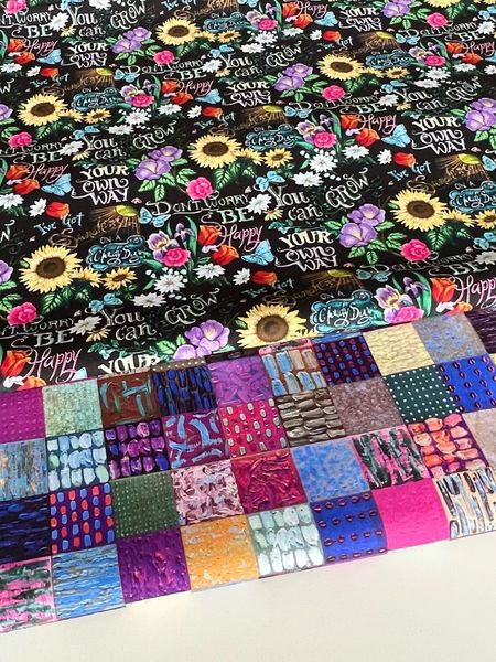 ПОДСОЛНУХИ И ЦВЕТЫ НА ЧЕРНОМ, 100% ХЛОПОК 4