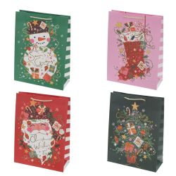 GAEM Пакет подарочный L (бумага 210г/м2, блок 12шт), L30 W12 H40 см, 4в.