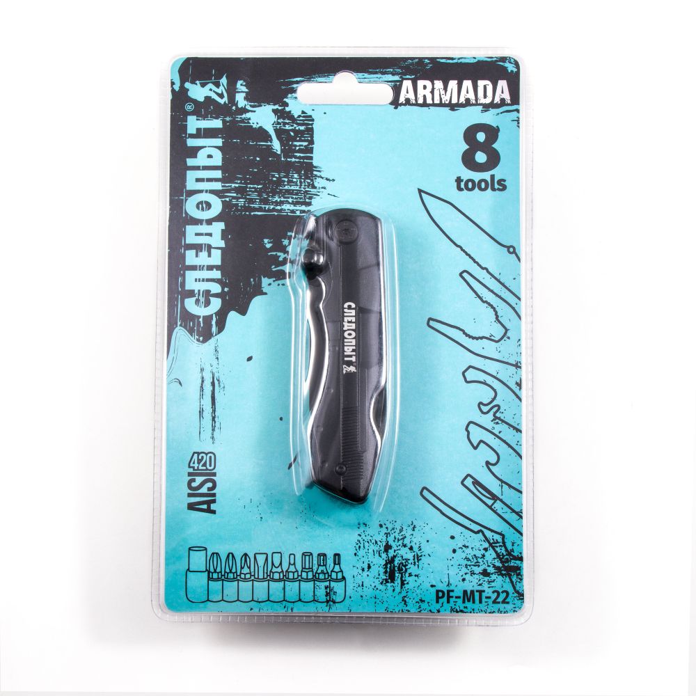 Мультитул (плоскогубцы) &quot;СЛЕДОПЫТ-ARMADA&quot;, 112х35х21 мм, 9 предметов, с набором бит, в чехле, в коро