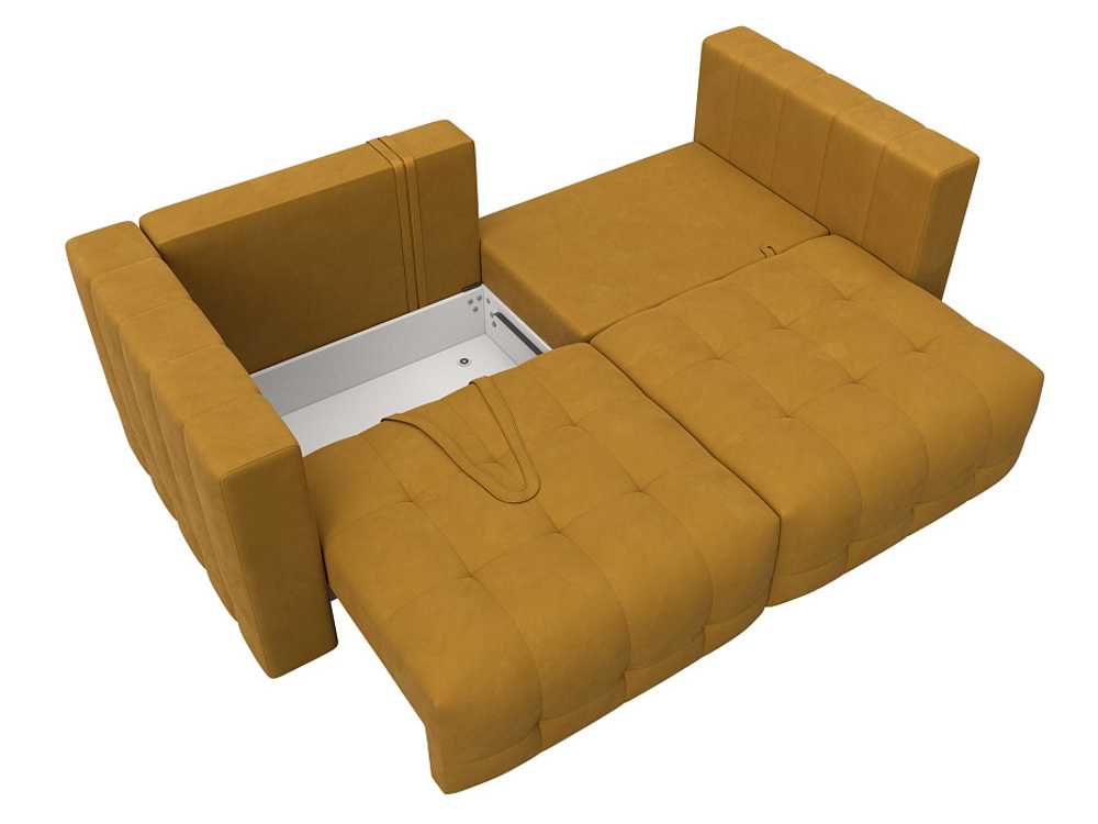 Диван прямой Лига-052 НПБ, BRUT 10 ВЕЛЮР желтый