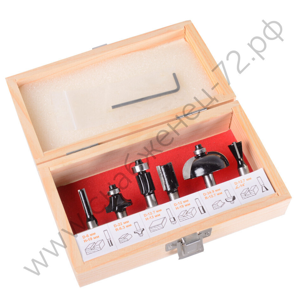 Набор фрез по дереву Вихрь 6шт (хвостовик 8мм), кейс