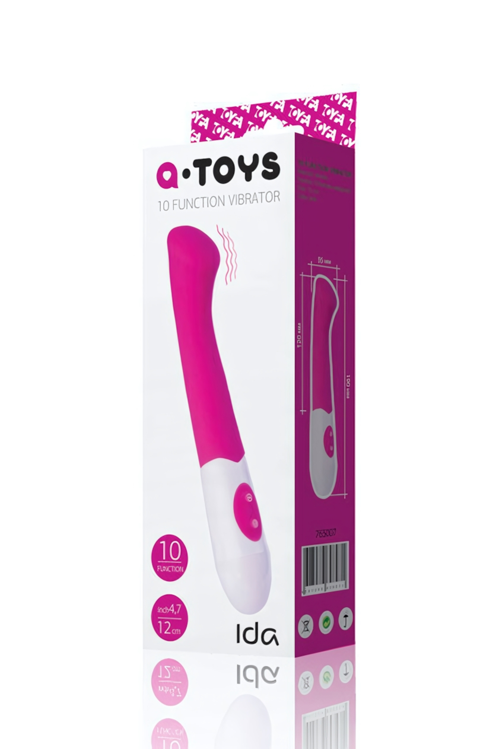 Вибратор с наклоненной головкой, стимулирующей точку G IDA A-Toys, (10 режимов) (Цвет: розовый с белым)