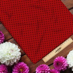 Ткань таффета мелкий чёрный горох на красном