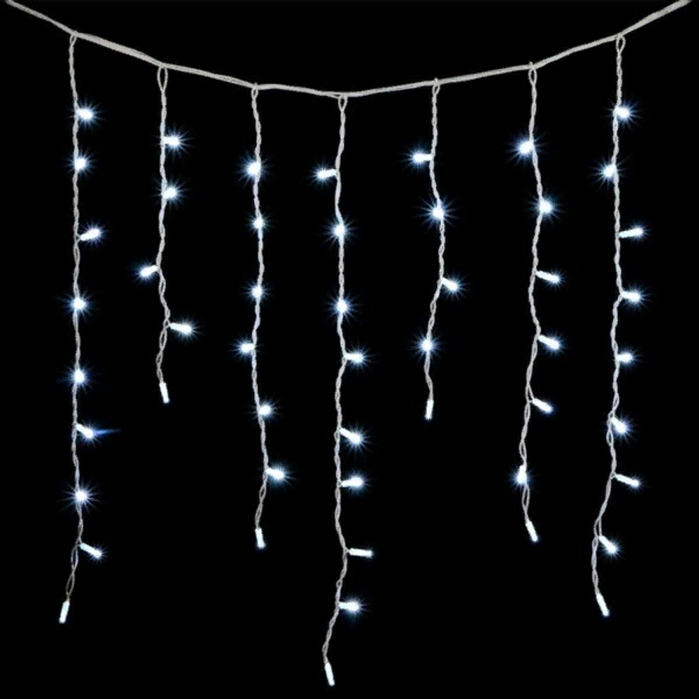 Светодиодная бахрома с колпачком 3,2*0,9 м., 168 белых LED ламп, каучуковый белый провод, LTC (LL168-8-2W)