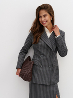 Жакет из смесовой шерсти в полоску, серый