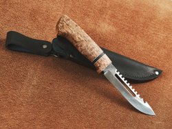 Рыбацкий нож "Барракуда", сталь AUS 8, рукоять стабилизированная карельская береза