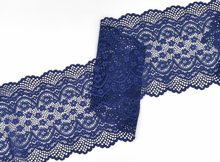 Эластичное кружево, 19 см, темно-синее (Арт: EK-1076), м