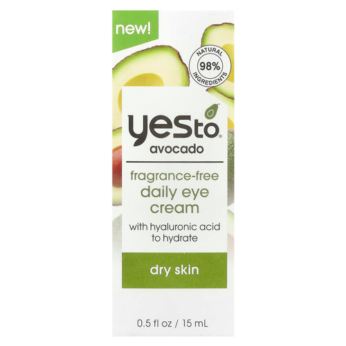 Yes To, Ежедневный крем для кожи вокруг глаз без отдушек, для сухой кожи, авокадо, 15 мл (0,5 жидк. Унции)