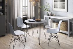 Стол обеденный нераскладной "Антей 2" (камень светлый/черный), Мебельсон