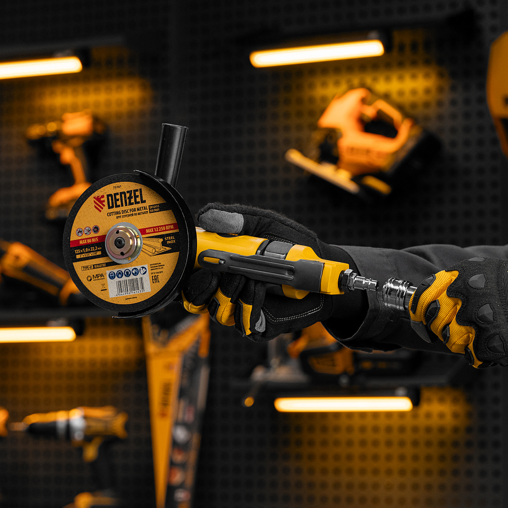 Пневматическая углошлифовальная машина AG125, 11000 об/мин, 125 мм, 186 л/мин Denzel