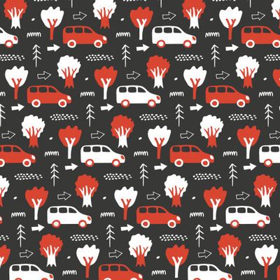 Buy baby fabric black red small cars in forest