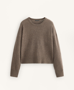 Oysho Джемпер с круглым вырезом из 100% кашемира, серо-коричневый