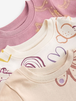 Пижама для девочки Next 192-108, 3 шт., Белый, Розовый, Кремовый