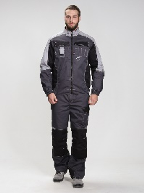 Костюм Формула (тк.Смесовая,240) брюки, т.серый/св.серый/черный