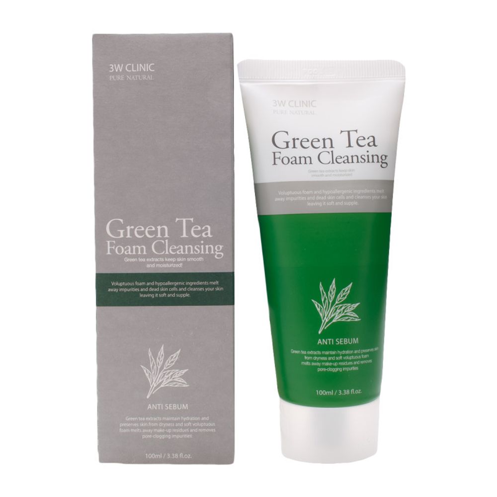 Пенка для умывания 3W Clinic Green Tea Clean Up Cleansing Foam Зеленый чай 100 мл