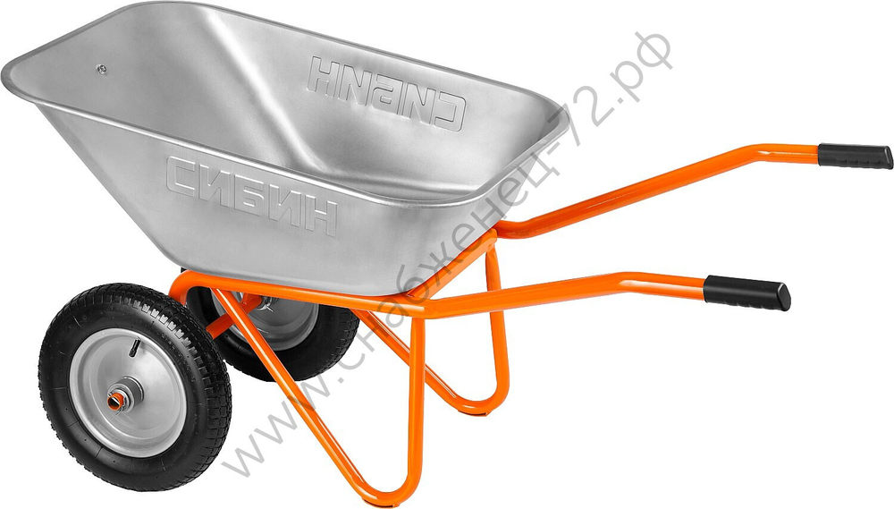 СИБИН СТ-22, 110 л, 200 кг, двухколесная, оцинкованная сталь, строительная тачка (39905)