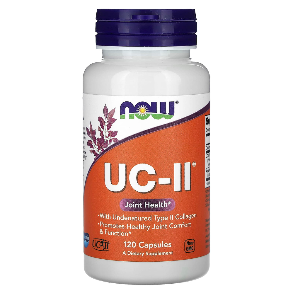 NOW Foods, UC-II, добавка для здоровья суставов, неденатурированный коллаген типа II, 120 растительных капсул