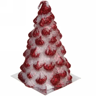 Свеча новогодняя «Ёлочка снежная» 12 см, красный