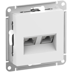 ATLASDESIGN РОЗЕТКА двойная компьютерная RJ45+RJ45, кат.6А, механизм, БЕЛЫЙ ATN000188