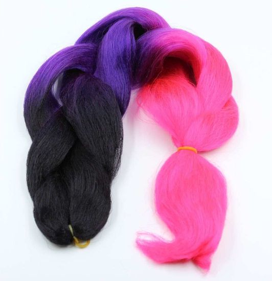 Канекалон 3-цветный 100гр 130см C11 черно фиолетово розовый