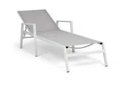 "Парма" шезлонг, каркас алюминий светло-серый (RAL7035) муар, ткань текстилен светло-серая