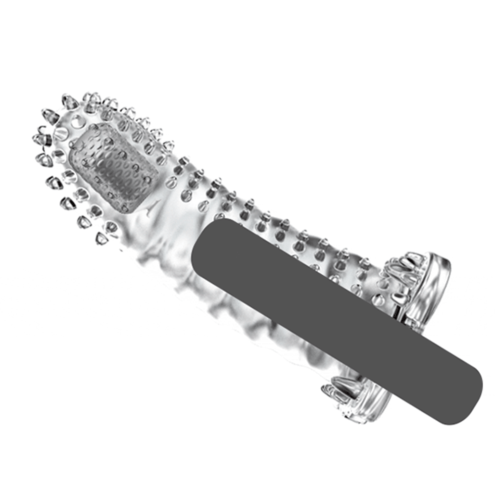 Прозрачная удлиняющая вибронасадка на пенис 14см Baile Brave Man BI-026202A