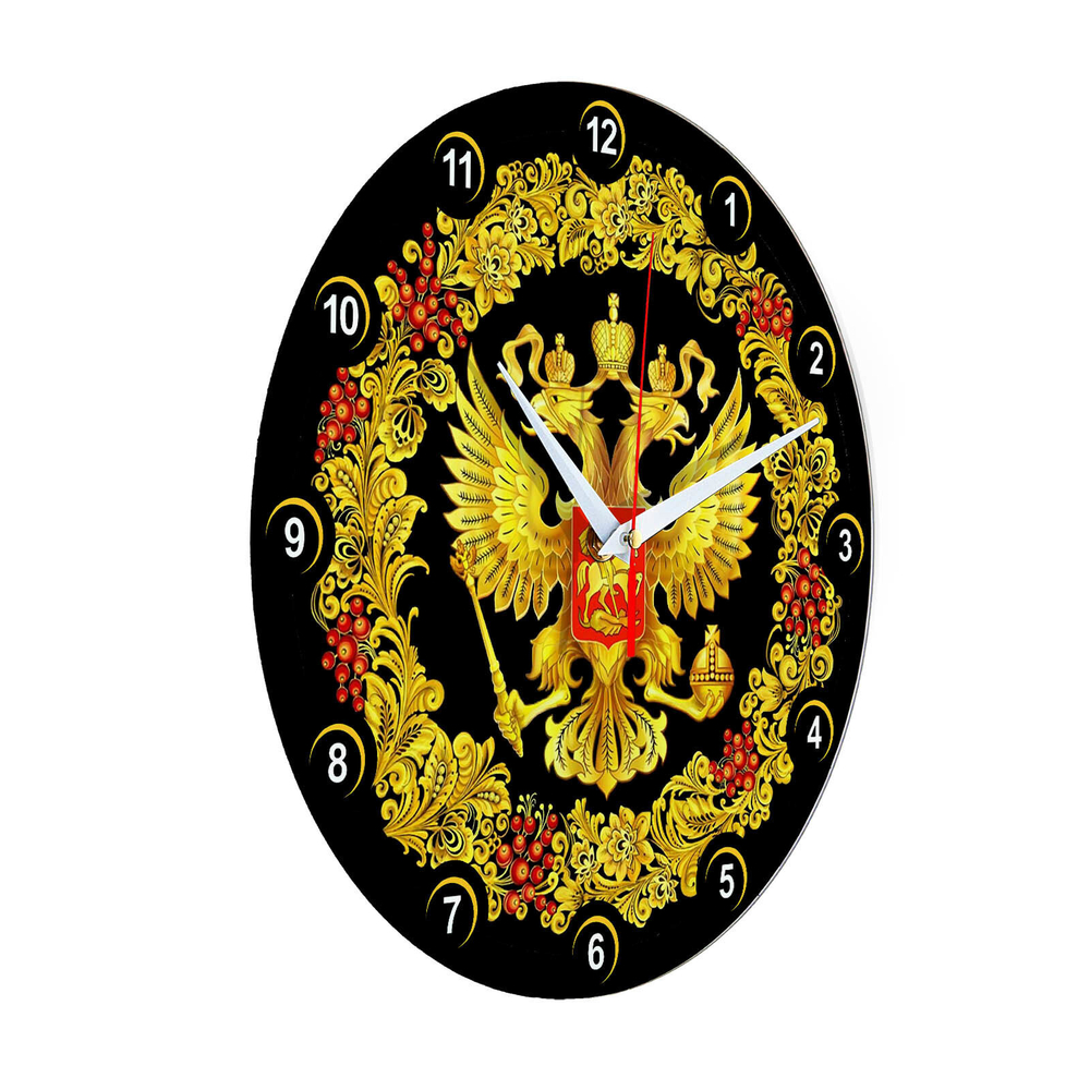 Настенные часы с символикой "Герб России Хохлома"