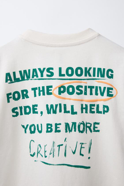 ZARA ФУТБОЛКА С НАДПИСЬЮ, ЭКРЮ