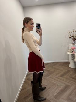 Юбка трикотажная плиссе красный