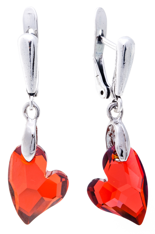 "Леонэ" серьгив серебряном покрытии из коллекции "Love story"от Jenavi  с английским замком