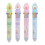 Ручка шариковая, автоматическая, 10в1, Basir, серия "Авокадо", 10-ти цветная, с резиновой фигуркой, 36 шт