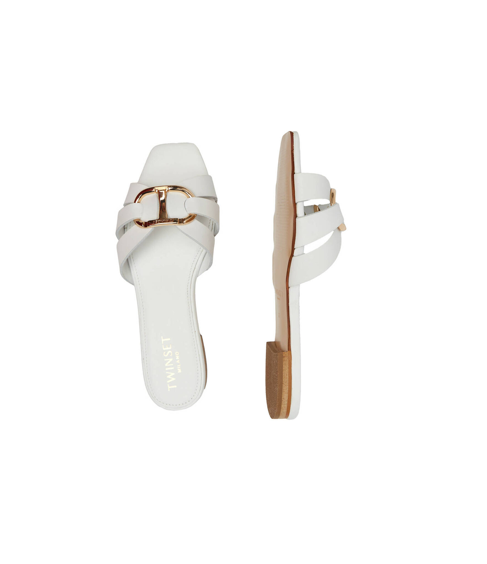 Кожаные шлепанцы TWINSET - белый(241TCT120)