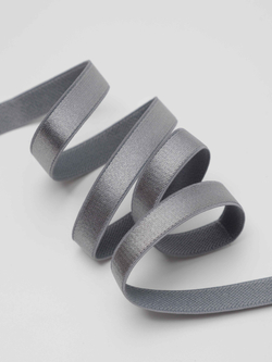 Резинка бретелечная темно-серая плотная глянцевая ширина 10 мм