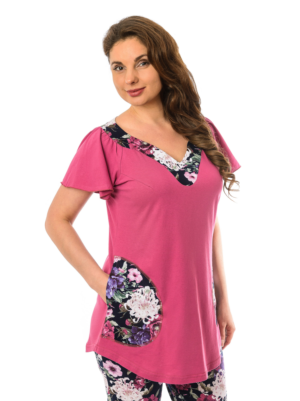 Футболка Фк-166/фуксия-пион