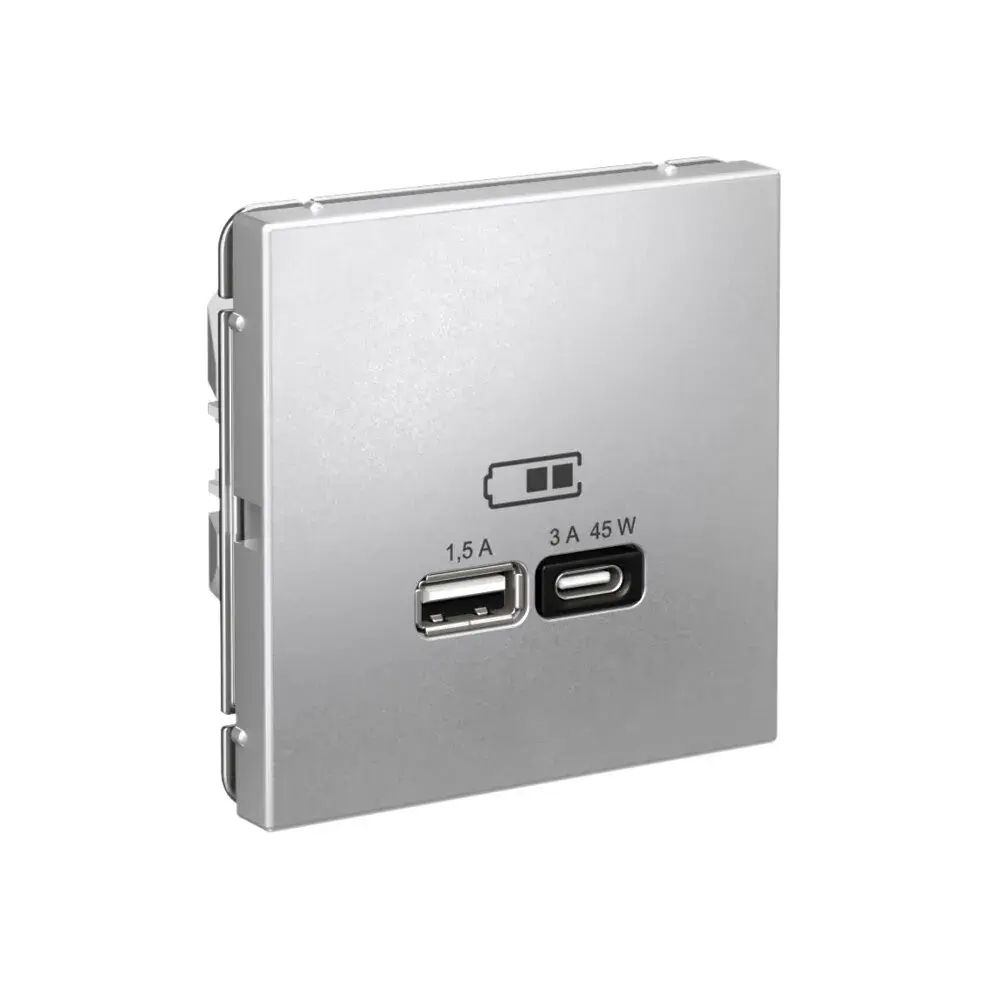 ARTGALLERY USB РОЗЕТКА A + тип-C 45Вт высокоскор.заряд. QC, PD, механизм, АЛЮМИНИЙ