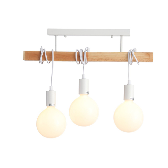 SL1142.503.03 Светильник подвесной Белый, Светлое дерево E27 3*60W