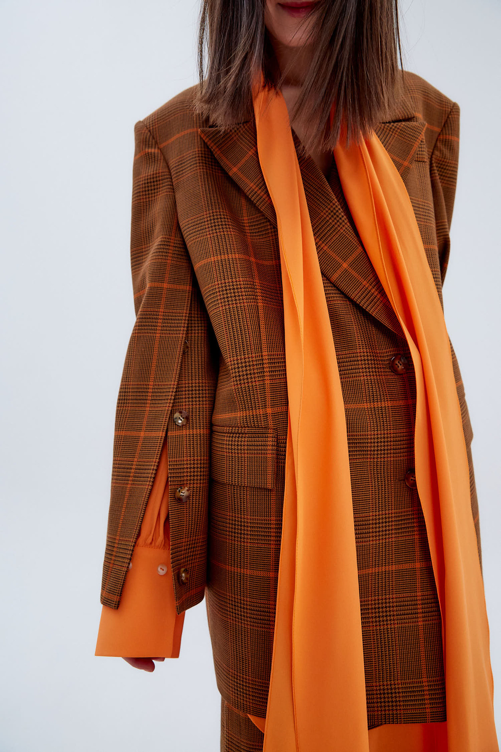 Блуза из шелка Стелла Маккартни с асимметричным низом оранж