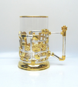 Подстаканник "Трубопровод" с золочением и серебрением