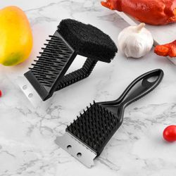 Щетка для чистки гриля 6,4*7,8*15 см "Три в одном" пластиковая с металлической щетиной P.L.