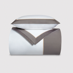 Постельное белье cемейное Сlaire&Caroll Frame белое с коричневым