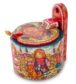 Народные промыслы РД- 10/ 9 Солонка резная «Праздник» художественная роспись