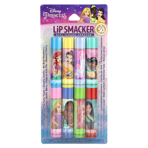 Lip Smacker, Disney Princes, бальзам для губ, для вечеринок, 8 шт. в упаковке, 4 г (0,14 унции)