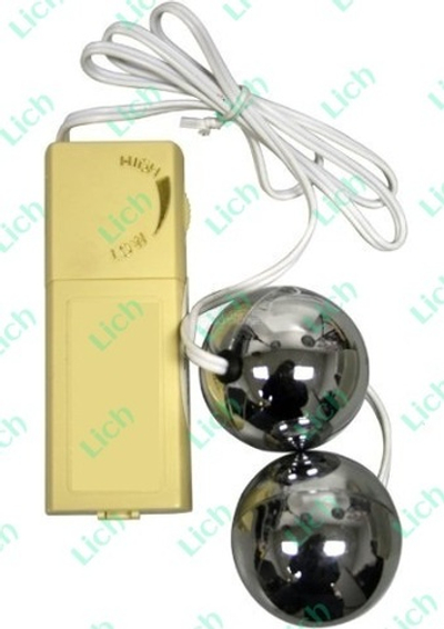 Вагинальные шарики с вибратором серебристого цвета