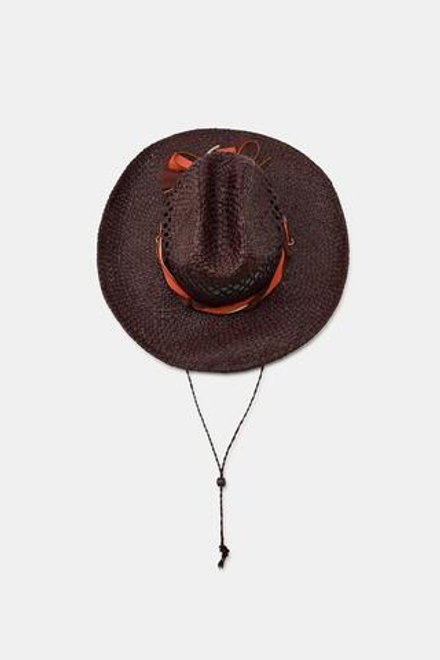 ZARA ШЛЯПА ИЗ 100% РАФИИ С БАНТОМ, КОРИЧНЕВЫЙ