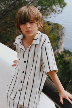 ZARA ШОРТЫ ИЗ КРУЖЕВА КРОШЕ В ПОЛОСКУ, ЭКРЮ / ЧЕРНЫЙ